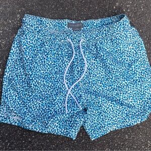 Blue Patterned Men's Swim Trunks Shorts Cotton On Garments Size Large unlined!6”